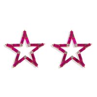 High-end Temperament Flash Diamond Five-pointed Star Hollow Earrings Personality Exaggerated Earrings Wholesale Nihaojewelry main image 6