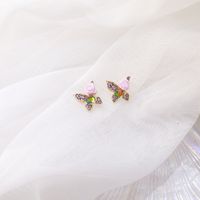 Palace Vent Baroque Strass Fleurs Papillon Boucles D'oreilles Oreille Clip Os Violet Rose Cristal Boucles D'oreilles En Gros Nihaojewelry main image 5