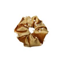 Korean Temperament Gold Velvet Cloth Headwear Nail Pearl Hair Ring Large Intestine Ring Hair Rope Head Flower Hair Accessories Wholesale Nihaojewelry main image 3
