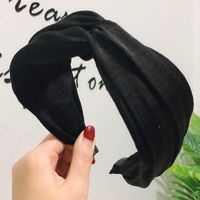 Korean Wave  Fashion Wide-brimmed Solid Color Cross-knotted Fabric Hair Accessories Mori Girl Hair Hoop Wholesale Nihaojewelry sku image 1