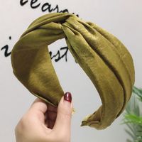 Korean Wave  Fashion Wide-brimmed Solid Color Cross-knotted Fabric Hair Accessories Mori Girl Hair Hoop Wholesale Nihaojewelry sku image 8