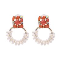 Fashion Earrings Exaggerated Geometric Pearl Earrings Diamond Personalized Retro Earrings Jewelry Wholesale Nihaojewelry sku image 1