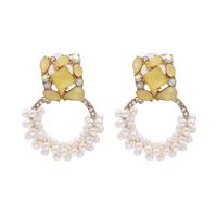 Fashion Earrings Exaggerated Geometric Pearl Earrings Diamond Personalized Retro Earrings Jewelry Wholesale Nihaojewelry sku image 2