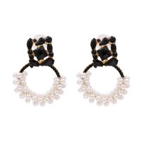 Fashion Earrings Exaggerated Geometric Pearl Earrings Diamond Personalized Retro Earrings Jewelry Wholesale Nihaojewelry sku image 5
