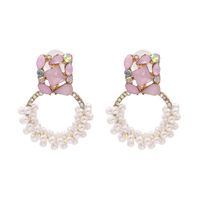 Fashion Earrings Exaggerated Geometric Pearl Earrings Diamond Personalized Retro Earrings Jewelry Wholesale Nihaojewelry sku image 6