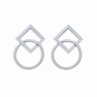 Minimalist Geometric Hollow Earrings Wild Round Diamond Long Earrings Creative Fashion Trendy Earrings Wholesale Nihaojewelry sku image 1