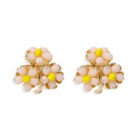 Flower Earrings Color Fresh Overlapping Flower Earrings Cute Temperament Simple Earrings Handmade Bead Earrings Wholesale Nihaojewelry sku image 2