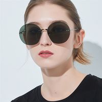Korea Frameless Metal Big-frame Glasses Round Frame Anti-ultraviolet Round Sunglasses Wholesale Nihaojewelry main image 4