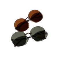 Korea Frameless Metal Big-frame Glasses Round Frame Anti-ultraviolet Round Sunglasses Wholesale Nihaojewelry main image 5