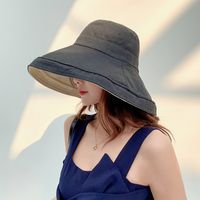 Double-sided Wearing Fisherman Hat Korea Big Brim Hat Solid Color Outdoor Cycling Foldable Sun Hat Wholesale Nihaojewelry sku image 1