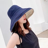 Double-sided Wearing Fisherman Hat Korea Big Brim Hat Solid Color Outdoor Cycling Foldable Sun Hat Wholesale Nihaojewelry sku image 3