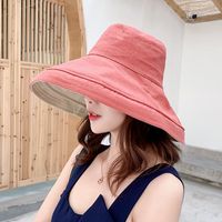 Double-sided Wearing Fisherman Hat Korea Big Brim Hat Solid Color Outdoor Cycling Foldable Sun Hat Wholesale Nihaojewelry sku image 4