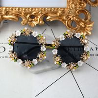 2018 Urlaubs Stil Retro Barock Blumen Sonnenbrille Voll Transparenter Rahmen Hand Gefertigte Keramik Blume Drei Dimensionale Blumen Sonnenbrille main image 4