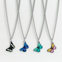 Korea Butterfly Necklace Fashion Color Butterfly Necklace Alloy Dripping Color Matching Temperament Hip Hop Clavicle Chain main image 1