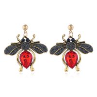 Metal Simple Shine Gemstone Ladybug Fashion Temperament Exaggerated Earrings Wholesale Nihaojewelry sku image 1