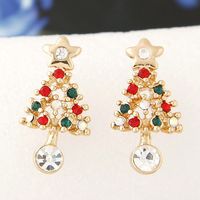 Korean Fashion Sweet Ol Flash Diamond Christmas Tree Personality Earrings Wholesale Nihaojewelry main image 1