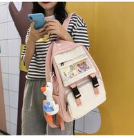 Korean Vintage Sense Girl Soft Sister Cute Cartoon Transparent Bear Card Student Schoolbag Backpack Tide Wholesale Nihaojewelry sku image 2