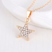 Simple Fashion Cute Star Jewelry Set Alloy Inlaid Rhinestone Necklace Earrings Bracelet Ring Four-piece Set Wholesale Nihaojewelry main image 5