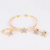 Simple Fashion Cute Star Jewelry Set Alloy Inlaid Rhinestone Necklace Earrings Bracelet Ring Four-piece Set Wholesale Nihaojewelry main image 6