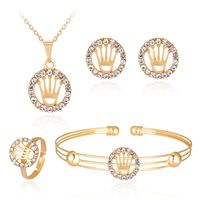 Wholesale Hollow Crown Korean Exquisite Jewelry Series Necklace Earring Ring Bracelet Four Set Wholesale Nihaojewelry main image 1