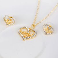 Korean Fashion Chic Hollow Letters Diamond Love Necklace Earrings Ring Bracelet Four-piece Set Wholesale Nihaojewelry main image 3