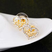 Korean Fashion Chic Hollow Letters Diamond Love Necklace Earrings Ring Bracelet Four-piece Set Wholesale Nihaojewelry main image 4