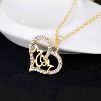 Korean Fashion Chic Hollow Letters Diamond Love Necklace Earrings Ring Bracelet Four-piece Set Wholesale Nihaojewelry main image 6
