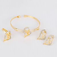 New Hollow Letters Love Love Diamond Plating Kc Necklace Earrings Ring Bracelet Four-piece Wholesale Nihaojewelry main image 4