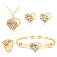 Fashionable And Exquisite Four-piece Korean Fashion Exquisite Love Alloy Diamond Necklace Earring Ring Bracelet Set In Stock Wholesale Nihaojewelry main image 1