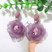 New Trend Cute Chiffon Flower Earrings Wholesale Nihaojewelry main image 4