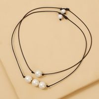 Fashion Jewelry New Accessories Pearl Wax Rope Two-piece Short Necklace Wholesale Nihaojewelry main image 1