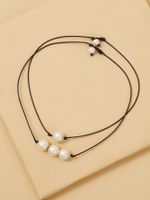 Fashion Jewelry New Accessories Pearl Wax Rope Two-piece Short Necklace Wholesale Nihaojewelry main image 3