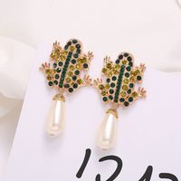 New Retro Frog Earrings Hanging Pearl Earrings Exaggerated Simple Wild Ethnic Ear Jewelry Wholesale Nihaojewelry main image 1