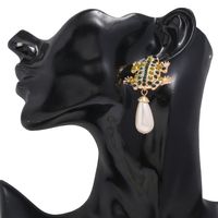 54216 Retro Frosch Ohrringe Hängenden Perlen Ohrringe Übertriebene Weibliche Ohrringe Einfache Und Vielseitige Nationale Ohrringe main image 3