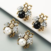 Retro Insect Diamond Alloy Artificial Gemstones Earrings main image 1