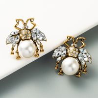 Retro Insect Diamond Alloy Artificial Gemstones Earrings main image 5