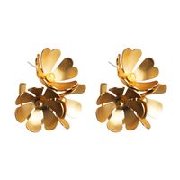 New Fashion Exaggerated Personality Golden Flower Earrings Multi-layer Large Petal Temperament Wild Earrings Wholesale Nihaojewelry main image 6