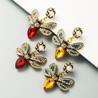 Exaggerated Fashion New Butterfly Pearl Earrings Alloy Inlaid Color Diamond Retro Temperament Wholesale Nihaojewelry main image 1