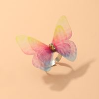 Butterfly Rings Fashion Jewelry Double Diamond-set Tulle Butterfly Ring Wholesale Nihaojewelry main image 5