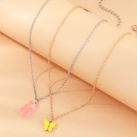 Fashion Jewelry Sweet And Cute Pink Bear Necklace Temperament Tide Butterfly Necklace Set Wholesale Nihaojewelry main image 3