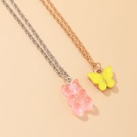 Fashion Jewelry Sweet And Cute Pink Bear Necklace Temperament Tide Butterfly Necklace Set Wholesale Nihaojewelry main image 4