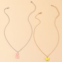 Fashion Jewelry Sweet And Cute Pink Bear Necklace Temperament Tide Butterfly Necklace Set Wholesale Nihaojewelry main image 5