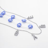Fashion Jewelry Personalized Letters Micro-inlaid Babe Items Feminine Short Section Handmade Rice Beads Daisy Necklace Wholesale Nihaojewelry main image 5