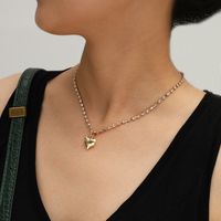 Fashion Jewelry Fresh Temperament Single-layer Handmade Geometric Necklace Simple Claw Chain Diamond Heart Pendant Necklace Wholesale Nihaojewelry main image 1