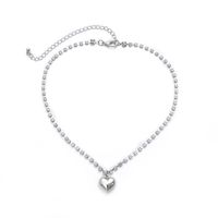 Fashion Jewelry Fresh Temperament Single-layer Handmade Geometric Necklace Simple Claw Chain Diamond Heart Pendant Necklace Wholesale Nihaojewelry main image 6