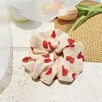 Simple Hair Scrunchies Korean Love Chiffon Hair Rope Large Intestine Circle Head Rope Tie Hair Rubber Band Wholesale Nihaojewelry main image 3