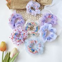 الكورية الشعر Scrunchies قوس قزح صافي الغزل الشعر Scrunchies الشعر حبل رئيس حبل لطيف فتاة بالجملة Nihaojewelry main image 1