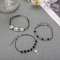 New Anklet Creative Fashion Retro Shell Flamingo Pendant Black Bead Anklet Set 3 Piece Set Wholesale Nihaojewelry main image 5