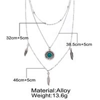 Creative Retro Simple Neck Chain Alloy Feather Pendant Multi-layer Necklace Wholesale Nihaojewelry main image 3