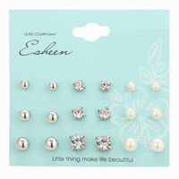 Korean Earrings Artificial Pearl Earrings Set Rhinestone Earrings Pearl Set Wholesale Nihaojewelry main image 2